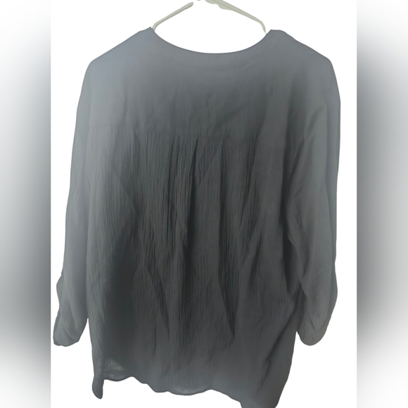 Susan Graver Black Womens Button Down Blouse, Size 16 - Picture 2 of 4